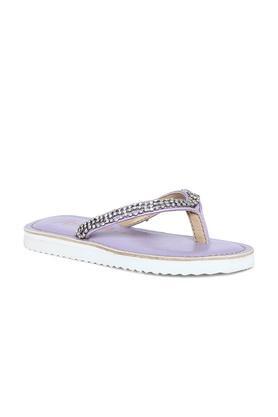 diamond pu slipon girls casual flip flops - lavender