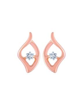 diamond-studded rose gold stud earrings