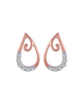 diamond-studded rose gold stud earrings