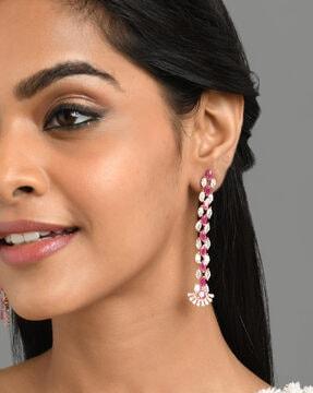 diamond-studded dangler earrings