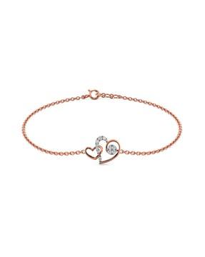 diamond studded rose gold link bracelet