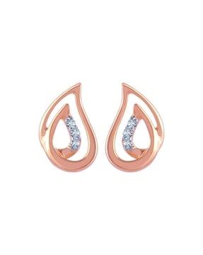 diamond-studded rose gold stud earrings