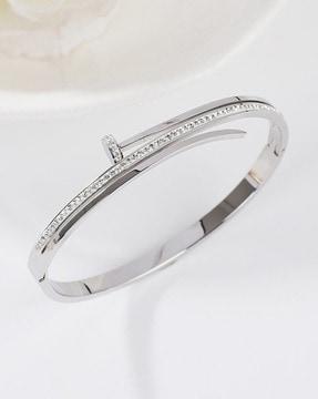 diamond-studded silver-plated bracelet