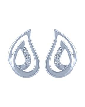 diamond-studded white gold stud earrings