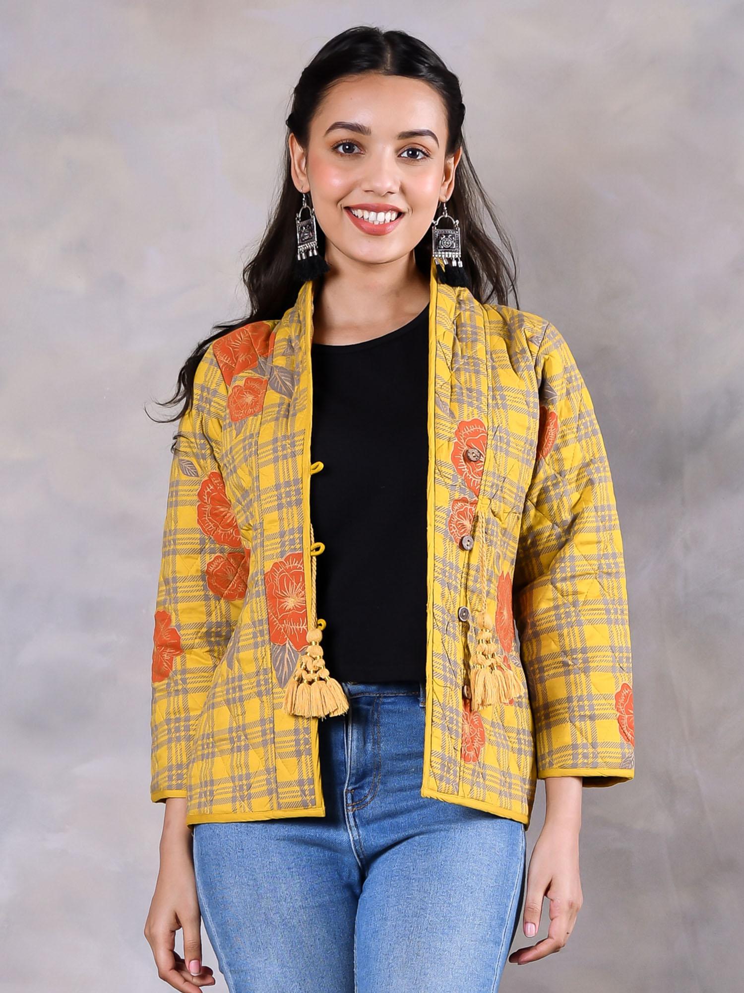 dianthus mustard quilted jacket