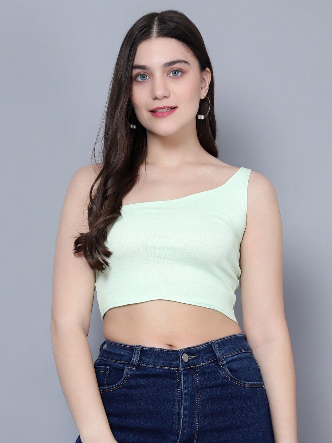 diaz ribbed one shoulder cotton fitted crop top