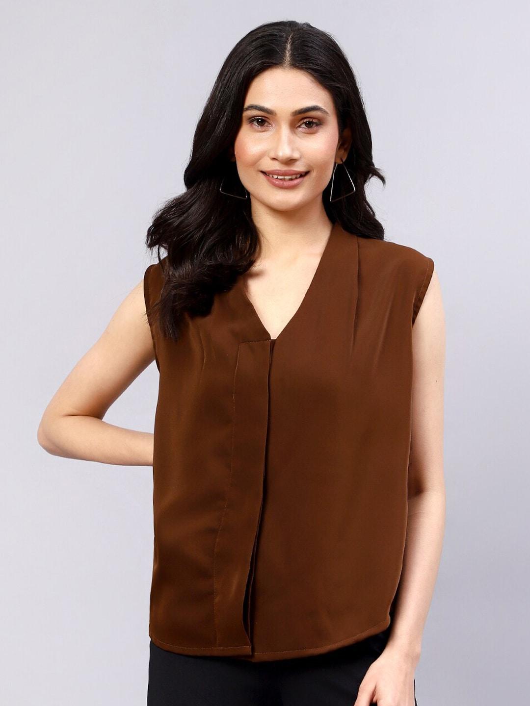 diaz women brown comfort casual shirt