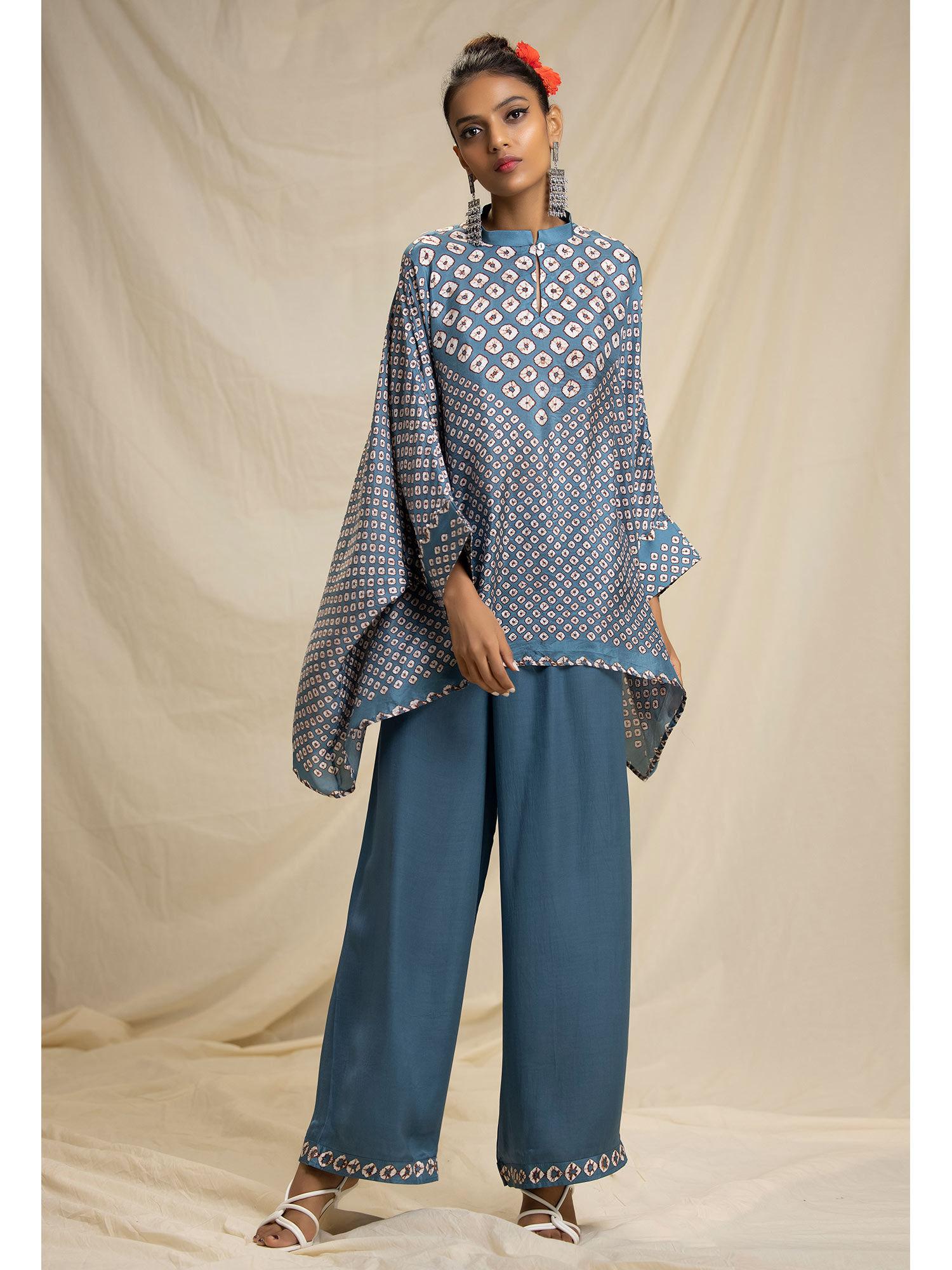 dibbia chanel blue tunic with palazzo (set of 2)