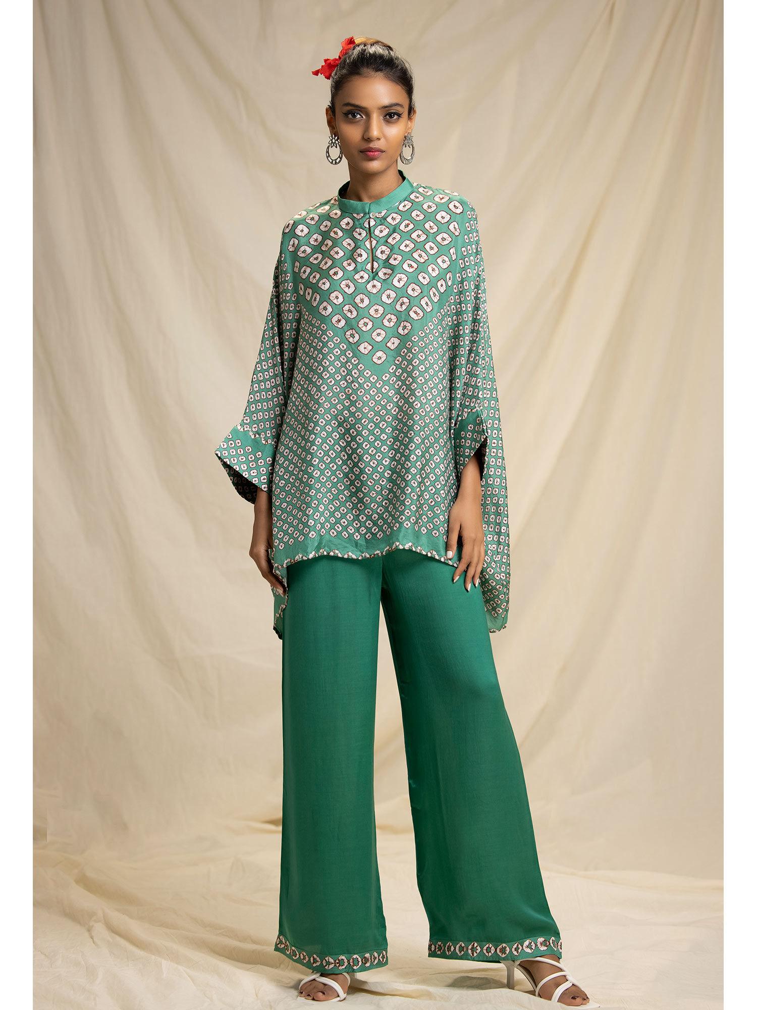 dibbia chanel green tunic with palazzo (set of 2)