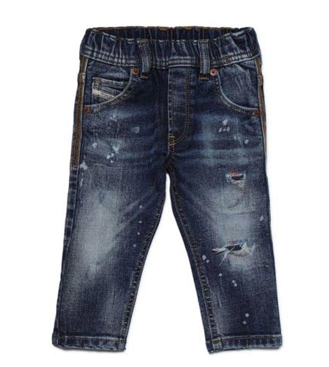 diesel kids blue shaded distressed fitted jeans