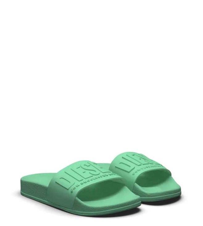 diesel kids green slide sandals