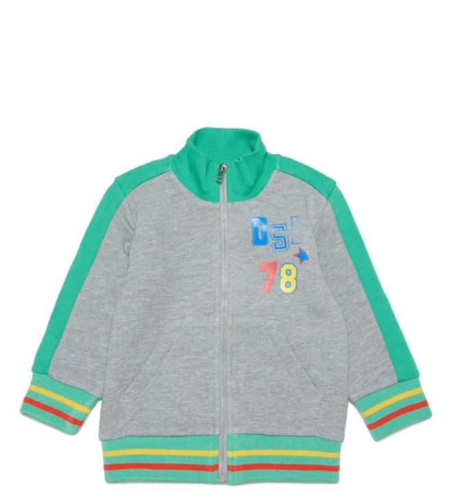 diesel kids grey color block comfort fit sweatshirt