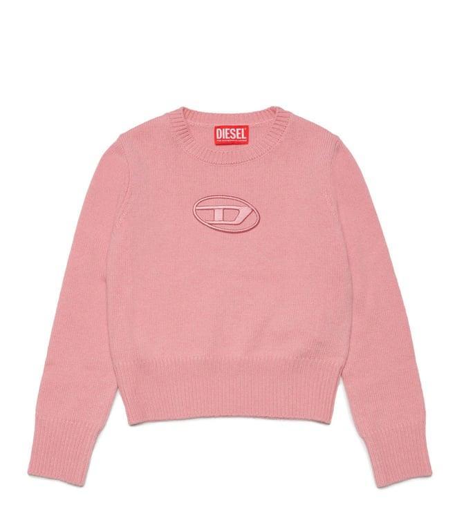 diesel kids pink logo comfort fit sweater