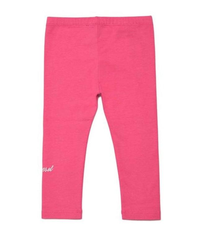 diesel kids pink logo print comfort fit leggings