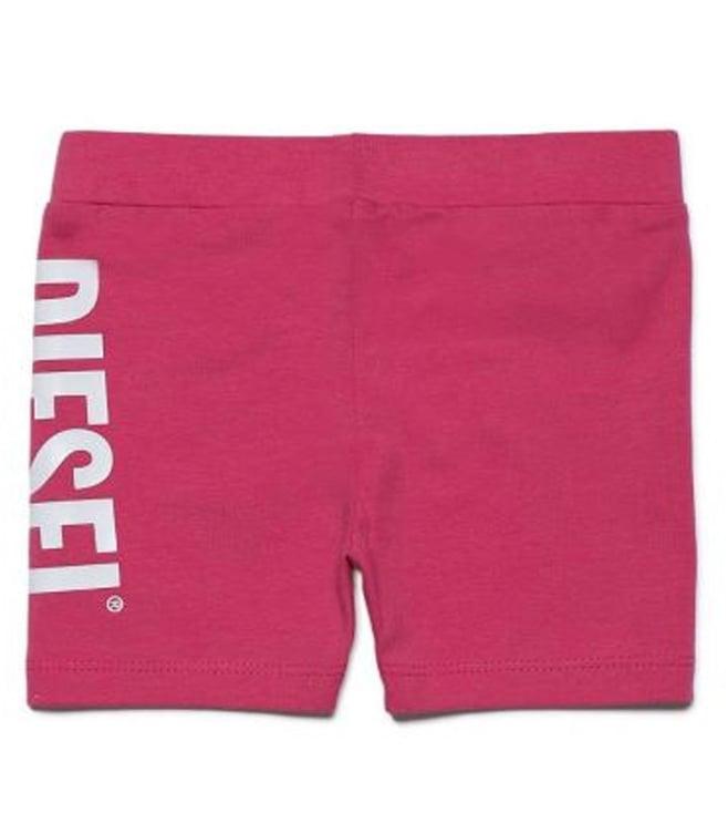 diesel kids pink logo print fitted shorts