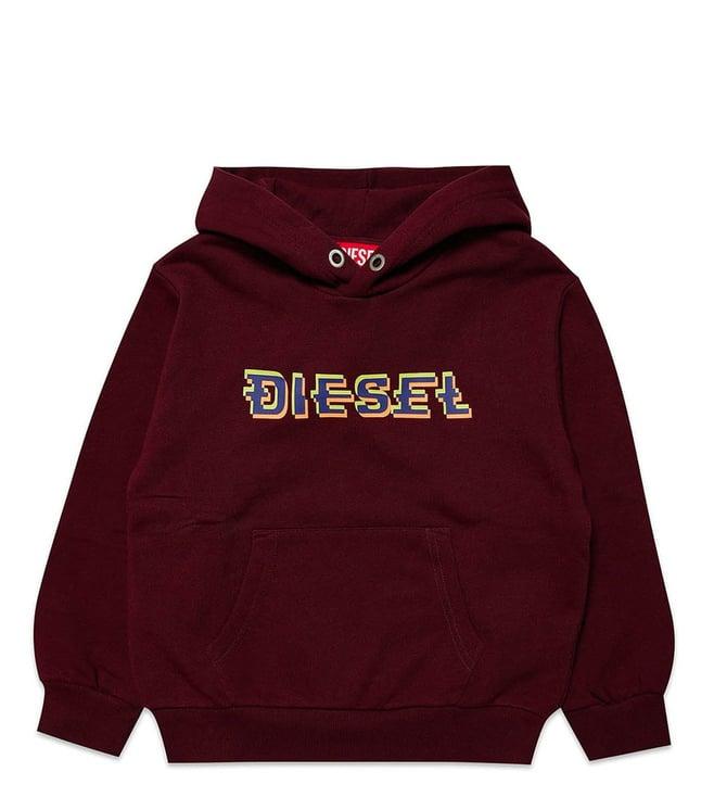 diesel kids red logo comfort fit hoodie