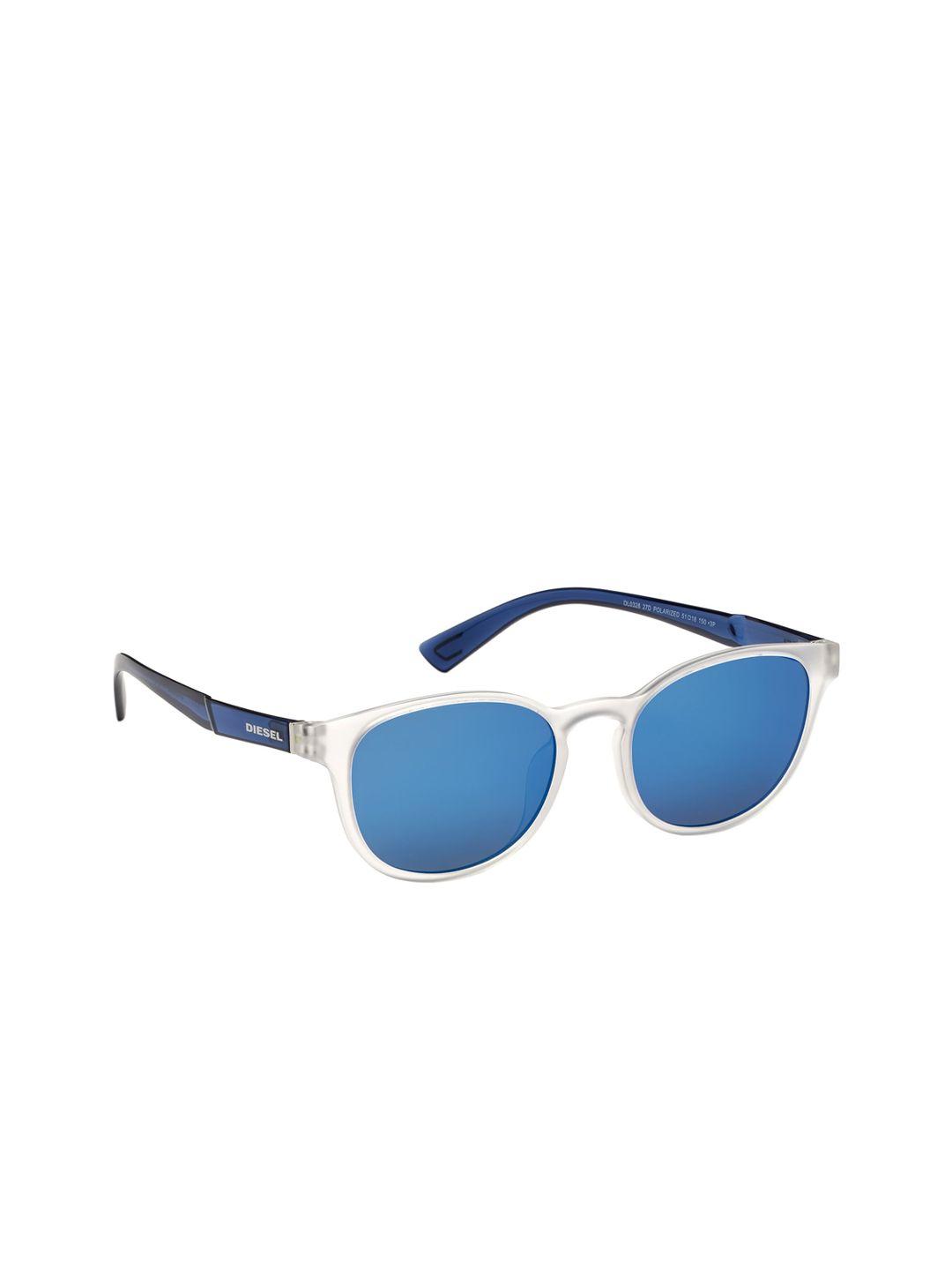 diesel men blue lens & blue round sunglasses dl0328 51 27d