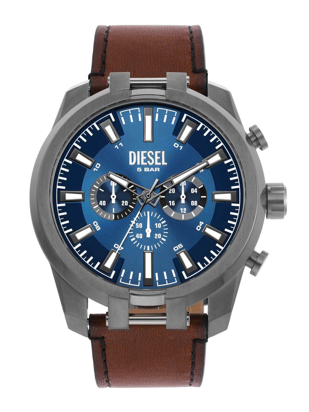 diesel men dial leather straps analogue watch dz4643
