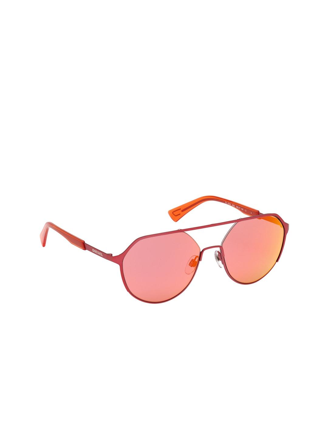 diesel men pink lens oval sunglasses with uv protected dl0324 56 66z
