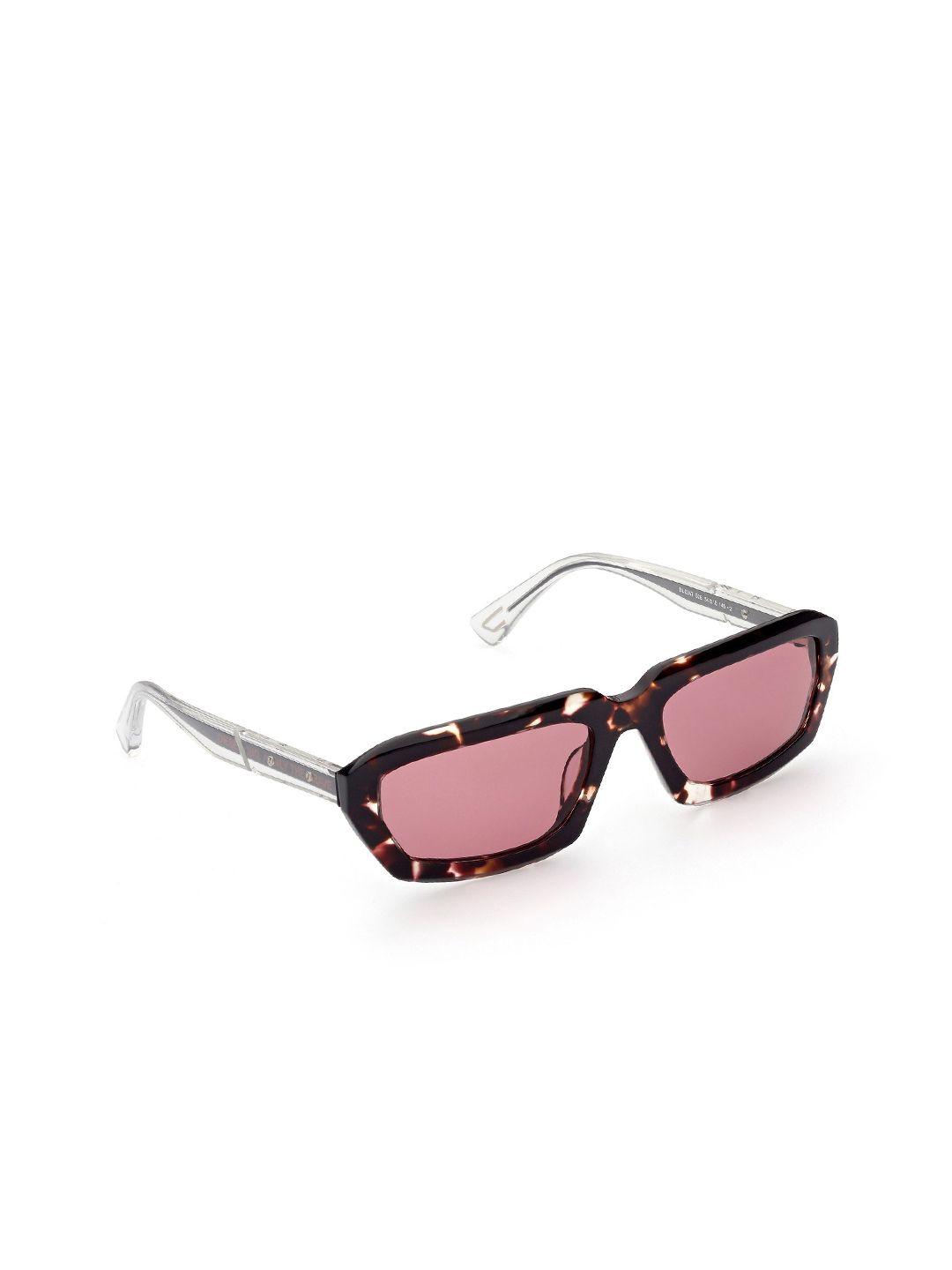 diesel women pink lens & brown rectangle sunglasses with uv protected lens dl0347 54 52e