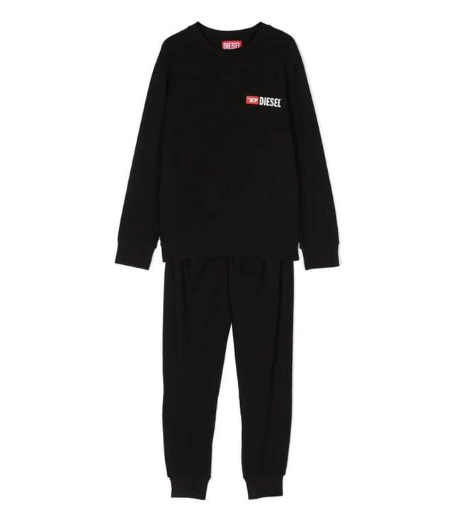 diesel kids black logo regular fit top & trousers