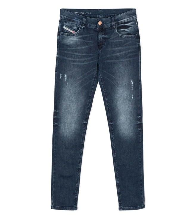 diesel kids blue distressed slim fit jeans