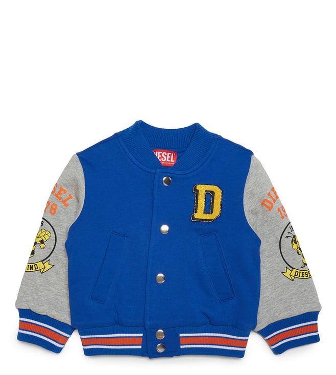 diesel kids blue printed comfort fit jacket