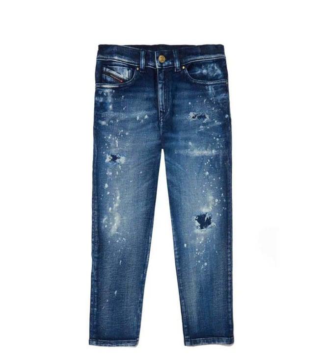 diesel kids blue washed fitted fit jeans
