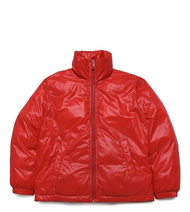 diesel kids red printed comfort fit jacket