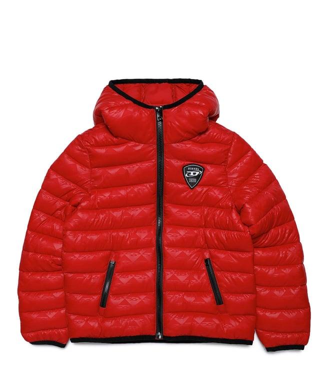 diesel kids red printed comfort fit jacket