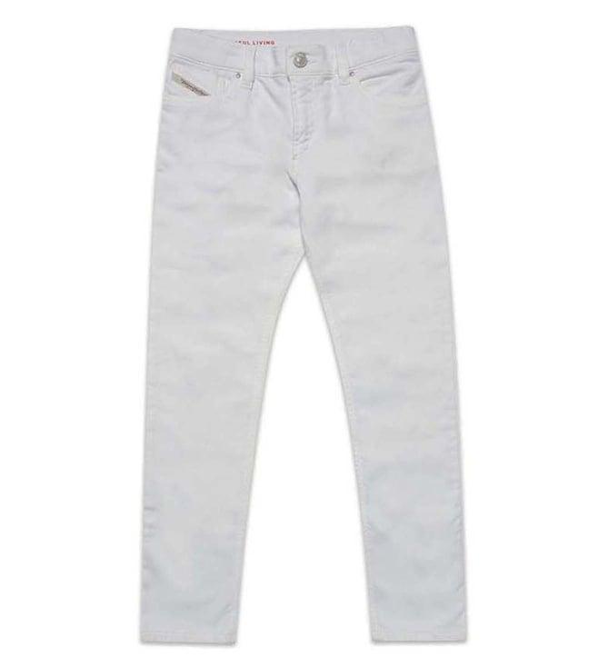 diesel kids white fitted jeans