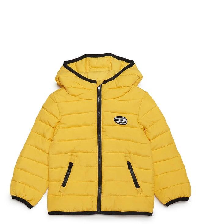 diesel kids yellow solid fitted jacket
