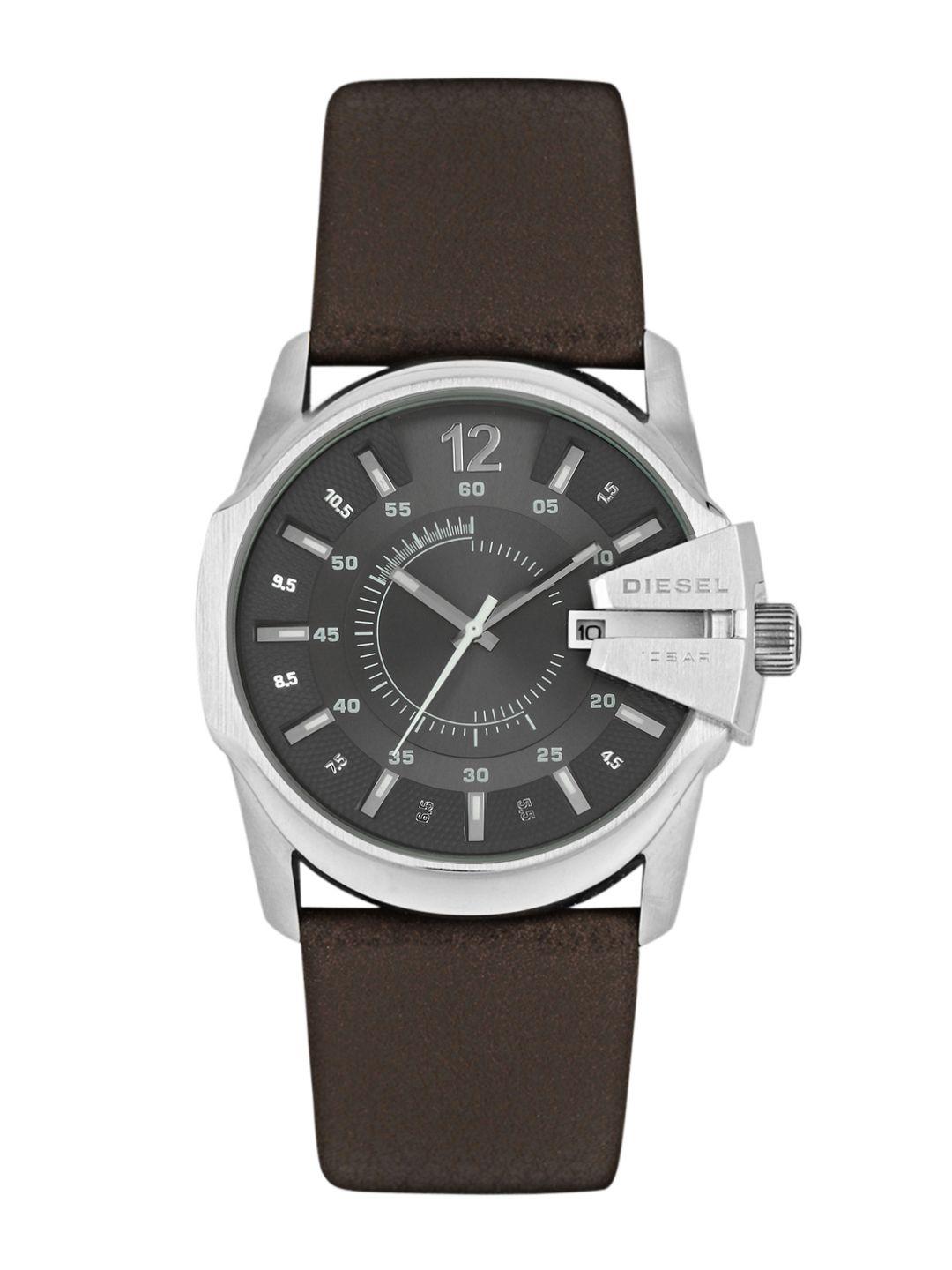 diesel men gunmetal-toned dial watch dz1206i