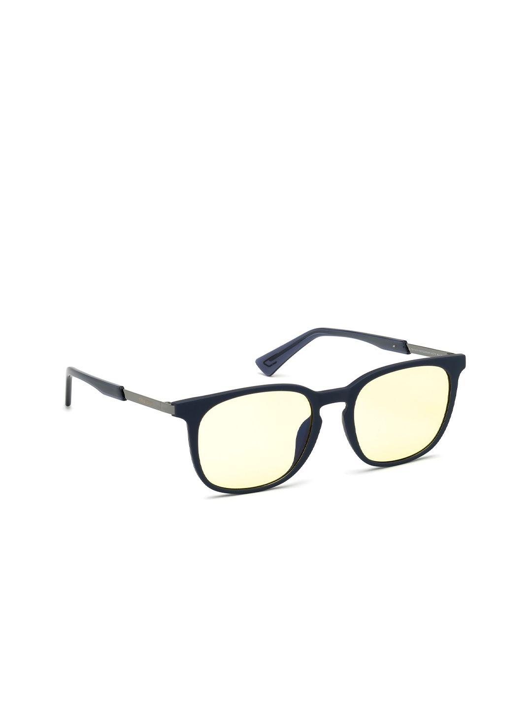 diesel unisex yellow lens & black square sunglasses with uv protected lens