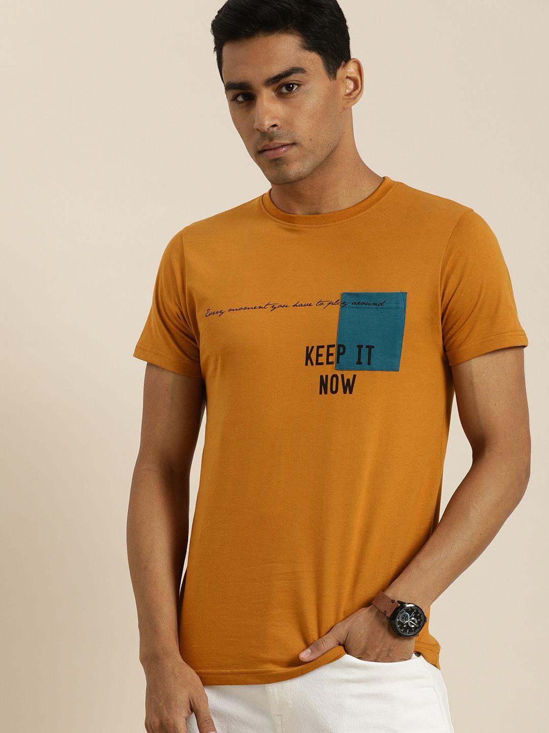 difference of opinion men brown printed pure cotton t-shirt