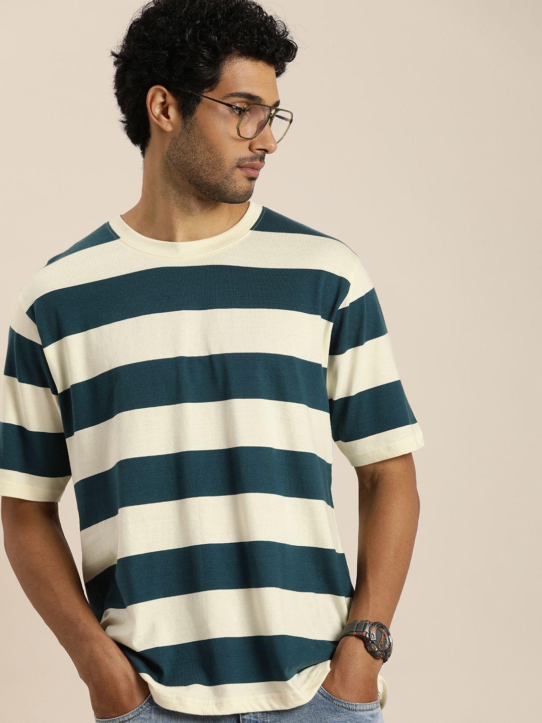 difference of opinion men striped pure cotton t-shirt