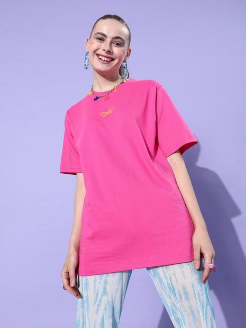 difference of opinion fuchsia graphic cotton oversized t-shirt