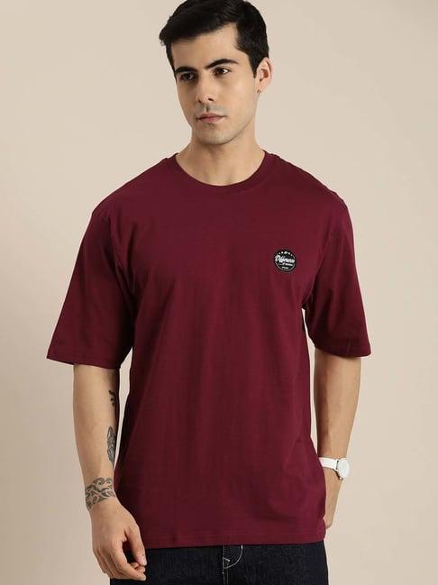 difference of opinion maroon cotton crew t-shirt