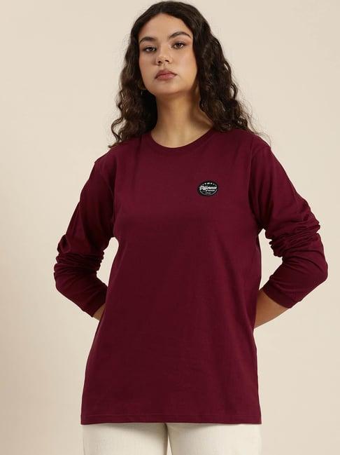 difference of opinion maroon cotton graphic oversized t-shirt