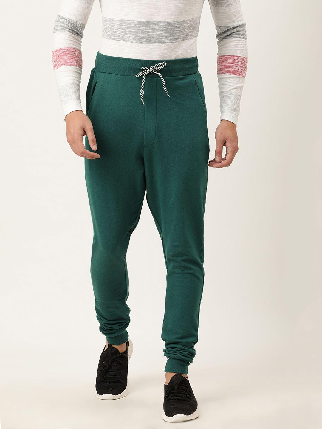 difference of opinion men green solid slim fit joggers