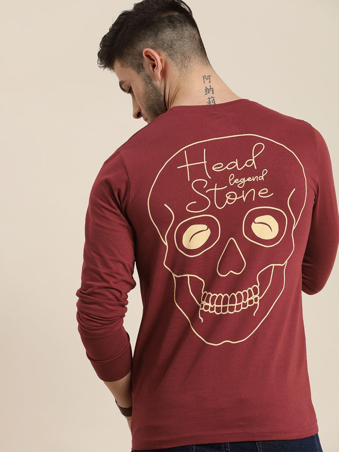 difference of opinion men maroon printed t-shirt