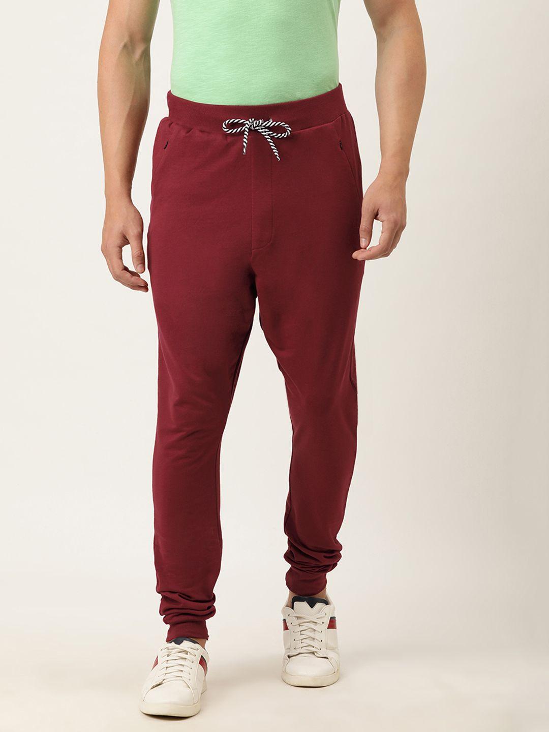 difference of opinion men maroon solid slim fit joggers