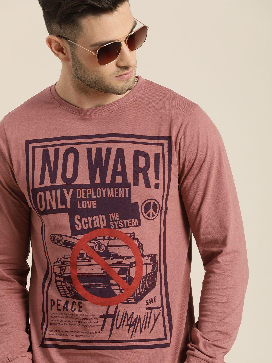 difference of opinion men pink printed t-shirt