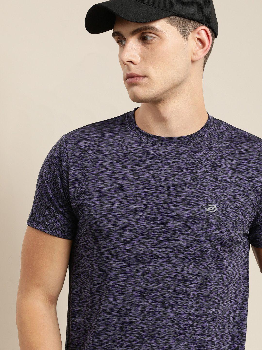difference of opinion men purple & black abstract printed t-shirt