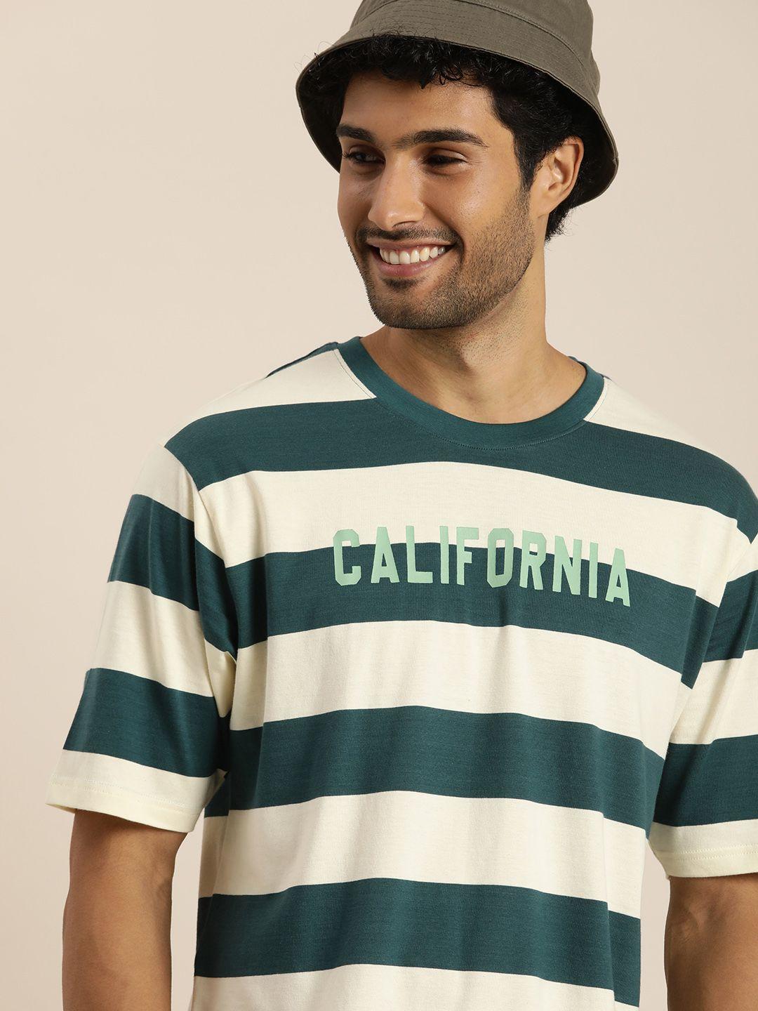 difference of opinion men striped oversized pure cotton t-shirt