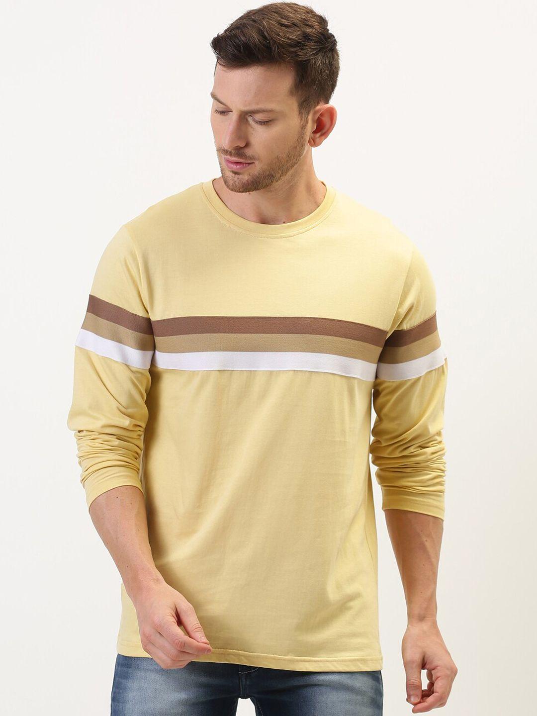 difference of opinion men yellow & white colourblocked t-shirt
