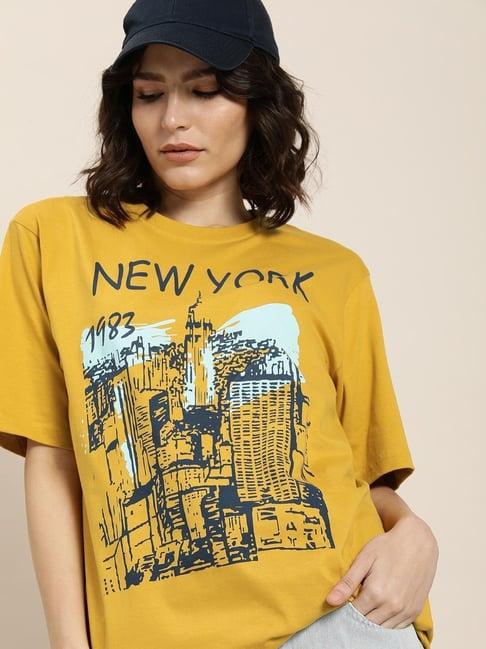 difference of opinion mustard graphic print t-shirt