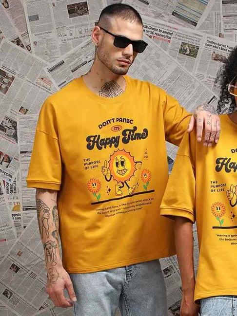 difference of opinion mustard loose fit printed unisex t-shirt