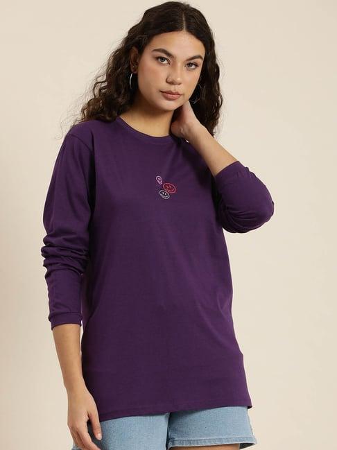 difference of opinion purple cotton graphic oversized t-shirt