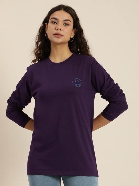 difference of opinion purple cotton graphic oversized t-shirt